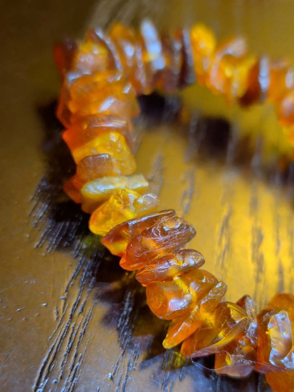 Amber Chip Stretch Bracelet Fits 7